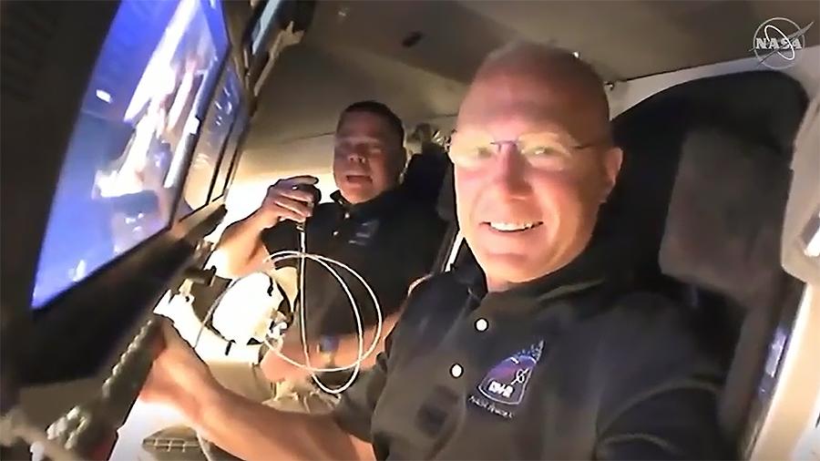 Benken and Hurley inside Crew Dragon