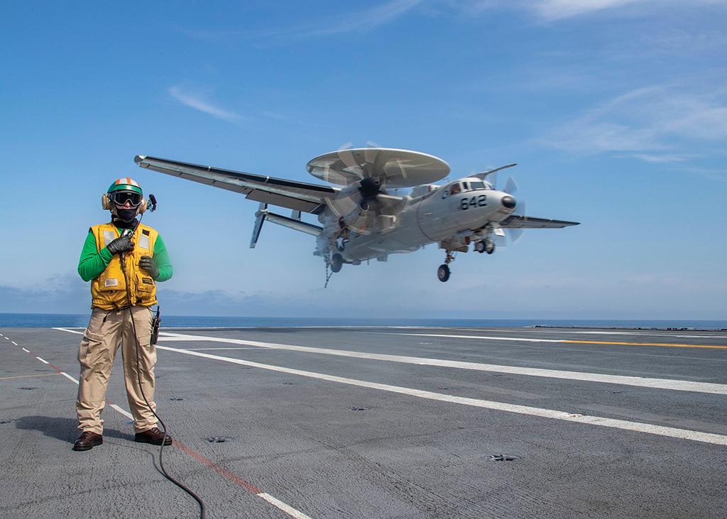  E-2D landing on carrier