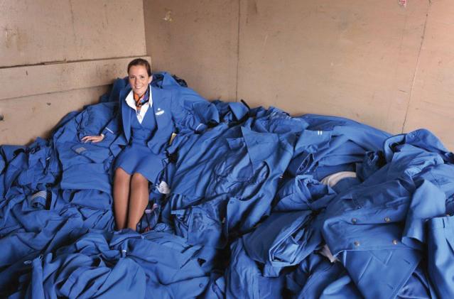 KLM discarded flight crew uniforms to be recycled to create carpeting