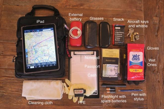 A typical single-pilot’s carry-all bag. Credit: Steven Foltz