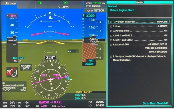 On the Cirrus Vision Jet, checklists can be shown on a primary flight display. Credit: James Albright/ShowNews