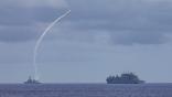 PHILIPPINE SEA (Aug. 28, 2024) – The Japan Maritime Self-Defense Force Murasame-class destroyer JS Ariake (DD 109) launches an Evolved Sea Sparrow Missile while steaming with the U.S. Navy Military Sealift Command Lewis and Clark-class dry cargo ship USNS Richard E. Byrd (T-AKE 4) in the Philippine Sea during exercise Pacific Vanguard