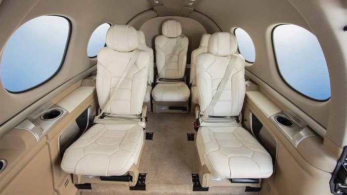 Cirrus SF50 – Cabin may be configured with two to five passenger chairs