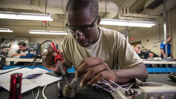 Aviation maintenance student at Embry-Riddle