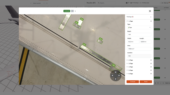 Measuring tape and paint damage using Mainblades software