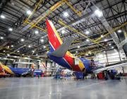 Southwest aircraft in hangar