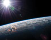 View from space of Earth and Sun