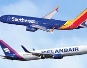 Southwest Airlines aircraft (top) and Icelandair aircraft