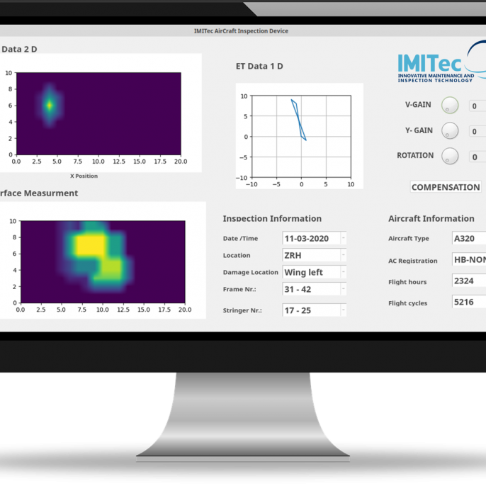 Eddy current measurement data generated by the remote-controlled inspection device